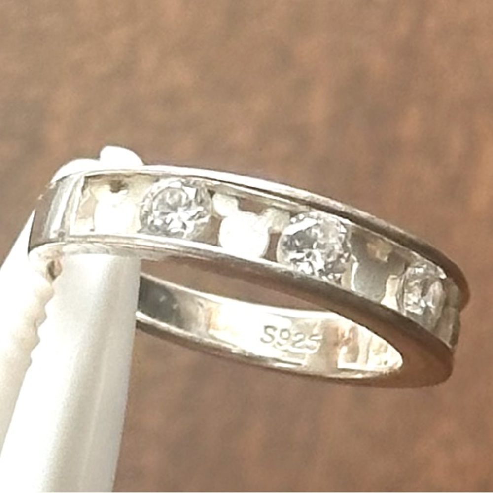 Disney Silver Mickey Eternity CZ Ring Sz 7